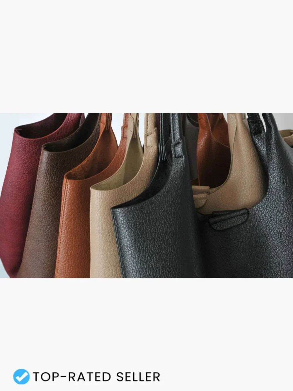 Vegan Leather Hobo Tote Bag Large Faux Suede Lining Shoulder Purse Work Travel